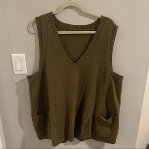Oversized Army Green Sweater Vest
